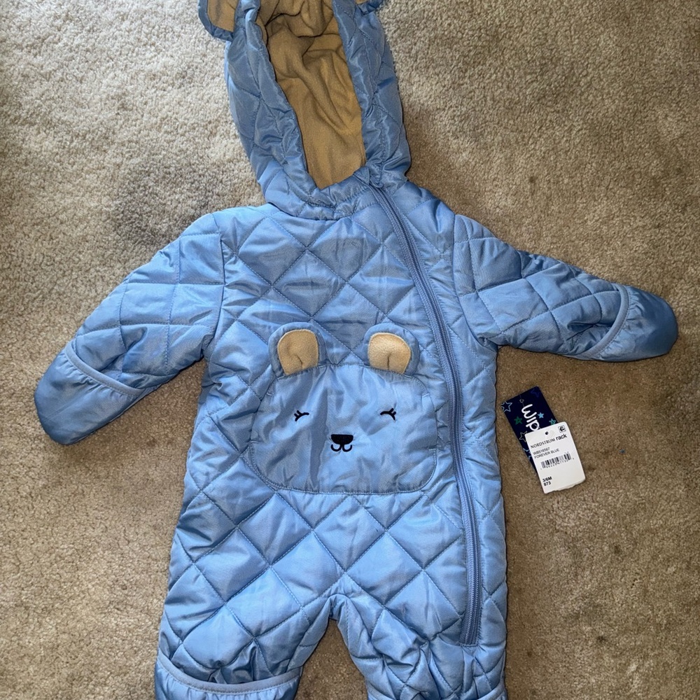 Wippette Light Blue Quilted Baby Snowsuit